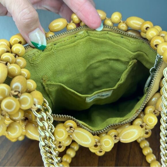 Vintage beaded Crossbody bag ☀️ wooden beads and gold chain ☀️ - Picture 6 of 6
